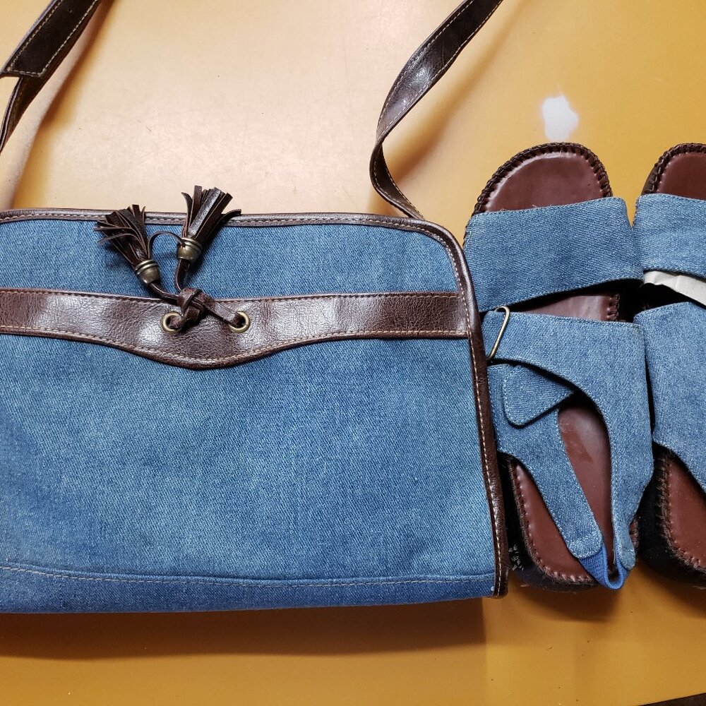 Denim purse and size 7 sandals
